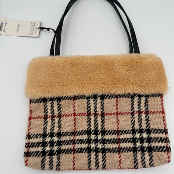 Burberry Plaid Wool and Fur Bag - Picture 2 of 5